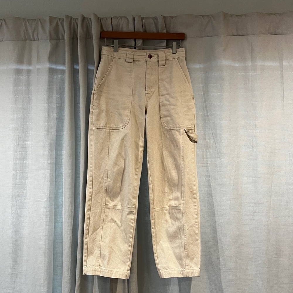 Alex mill phoebe denim carpenter pants, size 2, natural